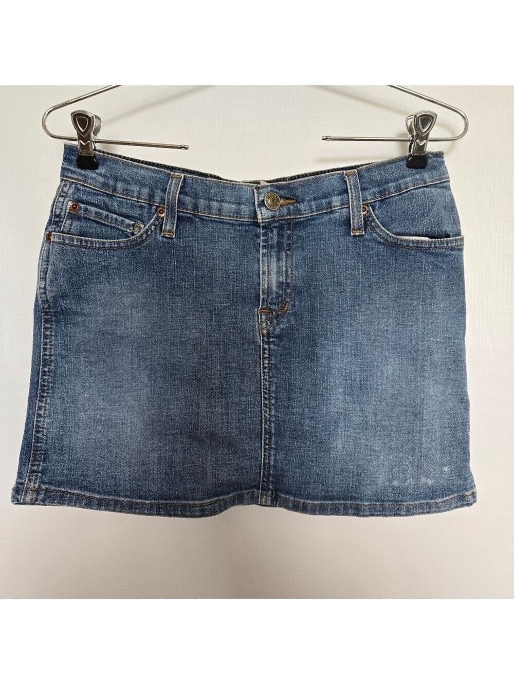 ROXY JEAN DENIM MINI SKIRT BLUE POCKETS WOMEN'S (7)